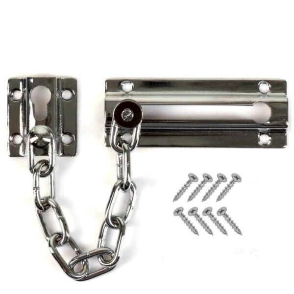 Chrome Door Chain Lock with Screws