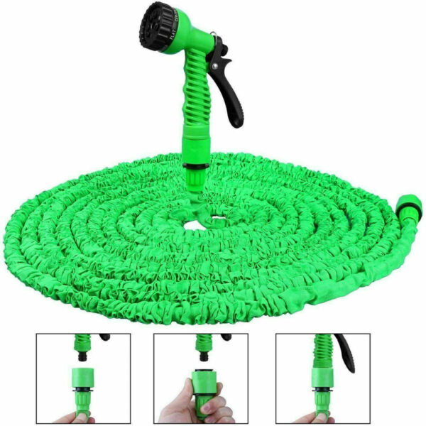 Expandable Magic Garden Hose Pipe with Spray Gun Green 150FT